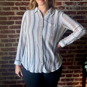 Sonoma Striped button down neutral blouse